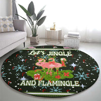 Lets Jingle And Flamingle Christmas Round Carpet Funny Xmas Holiday Patterns - Wonder Print Shop