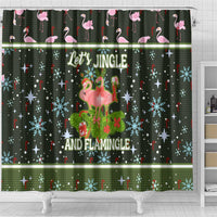 Lets Jingle And Flamingle Christmas Shower Curtain Funny Xmas Holiday Patterns - Wonder Print Shop