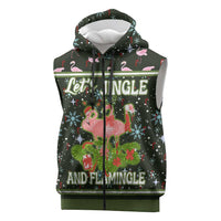 Lets Jingle And Flamingle Christmas Sleeveless Zip Hoodie Funny Xmas Holiday Patterns - Wonder Print Shop