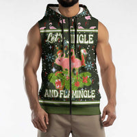 Lets Jingle And Flamingle Christmas Sleeveless Zip Hoodie Funny Xmas Holiday Patterns - Wonder Print Shop