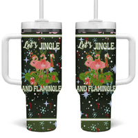 Lets Jingle And Flamingle Christmas Tumbler With Handle Funny Xmas Holiday Patterns - Wonder Print Shop