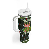 Lets Jingle And Flamingle Christmas Tumbler With Handle Funny Xmas Holiday Patterns - Wonder Print Shop