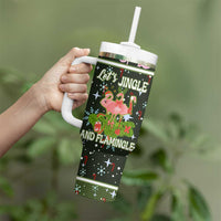Lets Jingle And Flamingle Christmas Tumbler With Handle Funny Xmas Holiday Patterns - Wonder Print Shop