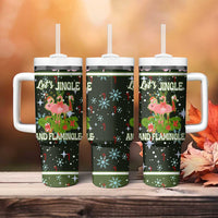 Lets Jingle And Flamingle Christmas Tumbler With Handle Funny Xmas Holiday Patterns - Wonder Print Shop