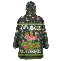Lets Jingle And Flamingle Christmas Wearable Blanket Hoodie Funny Xmas Holiday Patterns - Wonder Print Shop