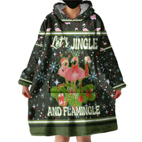 Lets Jingle And Flamingle Christmas Wearable Blanket Hoodie Funny Xmas Holiday Patterns - Wonder Print Shop