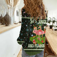 Lets Jingle And Flamingle Christmas Women Casual Shirt Funny Xmas Holiday Patterns - Wonder Print Shop