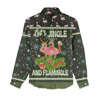 Lets Jingle And Flamingle Christmas Women Casual Shirt Funny Xmas Holiday Patterns - Wonder Print Shop