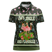 Lets Jingle And Flamingle Christmas Women Polo Shirt Funny Xmas Holiday Patterns - Wonder Print Shop