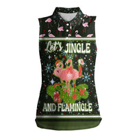 Lets Jingle And Flamingle Christmas Women Sleeveless Polo Shirt Funny Xmas Holiday Patterns - Wonder Print Shop