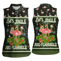 Lets Jingle And Flamingle Christmas Women Sleeveless Polo Shirt Funny Xmas Holiday Patterns - Wonder Print Shop