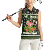 Lets Jingle And Flamingle Christmas Women Sleeveless Polo Shirt Funny Xmas Holiday Patterns - Wonder Print Shop
