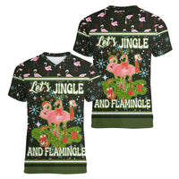 Lets Jingle And Flamingle Christmas Women V-Neck T-Shirt Funny Xmas Holiday Patterns - Wonder Print Shop