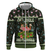 Lets Jingle And Flamingle Christmas Zip Hoodie Funny Xmas Holiday Patterns - Wonder Print Shop