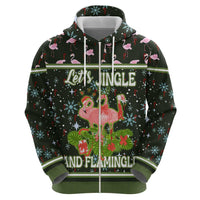 Lets Jingle And Flamingle Christmas Zip Hoodie Funny Xmas Holiday Patterns - Wonder Print Shop