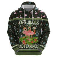 Lets Jingle And Flamingle Christmas Zip Hoodie Funny Xmas Holiday Patterns - Wonder Print Shop