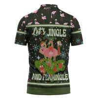 Lets Jingle And Flamingle Christmas Zipper Polo Shirt Funny Xmas Holiday Patterns - Wonder Print Shop