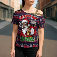 Lets Put The Rum Pum Pum Pum Christmas Cross Shoulder Shirt Xmas Holiday Patterns - Wonder Print Shop