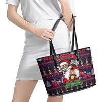 Lets Put The Rum Pum Pum Pum Christmas Leather Tote Bag Xmas Holiday Patterns - Wonder Print Shop