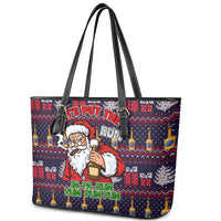 Lets Put The Rum Pum Pum Pum Christmas Leather Tote Bag Xmas Holiday Patterns - Wonder Print Shop