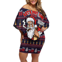 Lets Put The Rum Pum Pum Pum Christmas Off Shoulder Short Dress Xmas Holiday Patterns - Wonder Print Shop