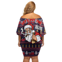 Lets Put The Rum Pum Pum Pum Christmas Off Shoulder Short Dress Xmas Holiday Patterns - Wonder Print Shop