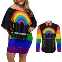 LGBT Dont Be Afraid Christmas Couples Matching Off Shoulder Short Dress and Long Sleeve Button Shirt Xmas Holiday Patterns - Wonder Print Shop