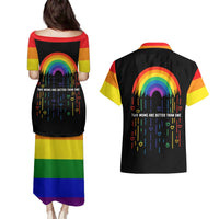 LGBT Dont Be Afraid Christmas Couples Matching Puletasi and Hawaiian Shirt Xmas Holiday Patterns - Wonder Print Shop