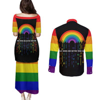 LGBT Dont Be Afraid Christmas Couples Matching Puletasi and Long Sleeve Button Shirt Xmas Holiday Patterns - Wonder Print Shop