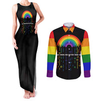 LGBT Dont Be Afraid Christmas Couples Matching Tank Maxi Dress and Long Sleeve Button Shirt Xmas Holiday Patterns - Wonder Print Shop