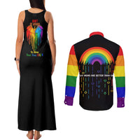 LGBT Dont Be Afraid Christmas Couples Matching Tank Maxi Dress and Long Sleeve Button Shirt Xmas Holiday Patterns - Wonder Print Shop