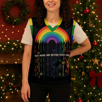 LGBT Dont Be Afraid Christmas Knitted V-Neck Vest Xmas Holiday Patterns - Wonder Print Shop
