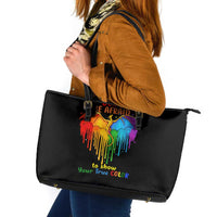 LGBT Dont Be Afraid Christmas Leather Tote Bag Xmas Holiday Patterns - Wonder Print Shop