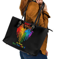 LGBT Dont Be Afraid Christmas Leather Tote Bag Xmas Holiday Patterns - Wonder Print Shop