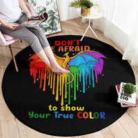 LGBT Dont Be Afraid Christmas Round Carpet Xmas Holiday Patterns - Wonder Print Shop