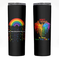 LGBT Dont Be Afraid Christmas Skinny Tumbler Xmas Holiday Patterns - Wonder Print Shop