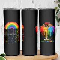 LGBT Dont Be Afraid Christmas Skinny Tumbler Xmas Holiday Patterns - Wonder Print Shop