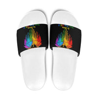 LGBT Dont Be Afraid Christmas Slide Sandals Xmas Holiday Patterns - Wonder Print Shop