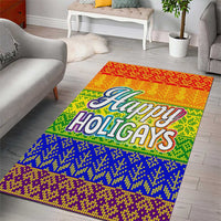 LGBT Gay Pride Happy Holigays Christmas Area Rug Xmas Holiday Patterns - Wonder Print Shop