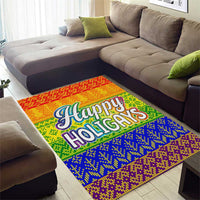 LGBT Gay Pride Happy Holigays Christmas Area Rug Xmas Holiday Patterns - Wonder Print Shop
