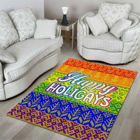 LGBT Gay Pride Happy Holigays Christmas Area Rug Xmas Holiday Patterns - Wonder Print Shop
