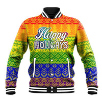 LGBT Gay Pride Happy Holigays Christmas Baseball Jacket Xmas Holiday Patterns - Wonder Print Shop