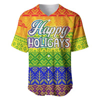 LGBT Gay Pride Happy Holigays Christmas Baseball Jersey Xmas Holiday Patterns - Wonder Print Shop