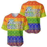 LGBT Gay Pride Happy Holigays Christmas Baseball Jersey Xmas Holiday Patterns - Wonder Print Shop