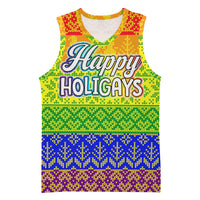 LGBT Gay Pride Happy Holigays Christmas Basketball Jersey Xmas Holiday Patterns - Wonder Print Shop