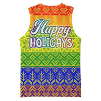 LGBT Gay Pride Happy Holigays Christmas Basketball Jersey Xmas Holiday Patterns - Wonder Print Shop