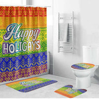 LGBT Gay Pride Happy Holigays Christmas Bathroom Set Xmas Holiday Patterns - Wonder Print Shop