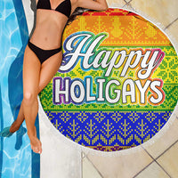 LGBT Gay Pride Happy Holigays Christmas Beach Blanket Xmas Holiday Patterns - Wonder Print Shop