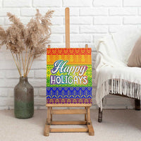 LGBT Gay Pride Happy Holigays Christmas Canvas Wall Art Xmas Holiday Patterns - Wonder Print Shop