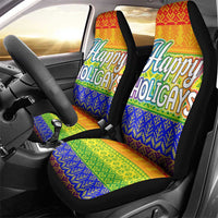 LGBT Gay Pride Happy Holigays Christmas Car Seat Cover Xmas Holiday Patterns - Wonder Print Shop